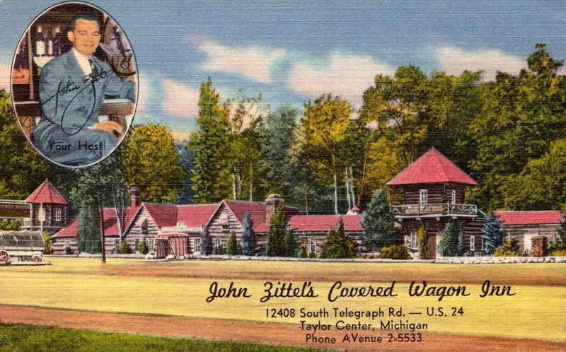 John Zittels Covered Wagon Inn - Vintage Postcard